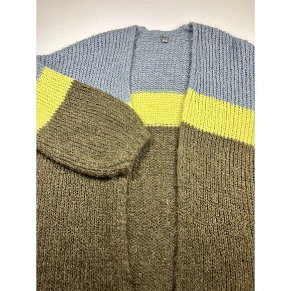 Aerie Chunky Cardigan Blue Green Medium Knit Boho Bohemian Wool Mohair Stripe - Picture 8 of 9